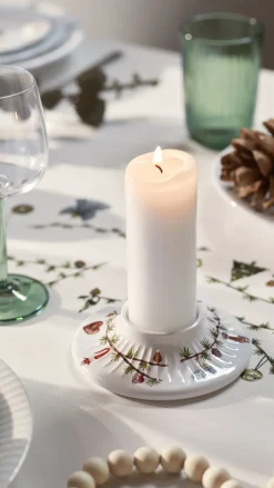 Sale Kähler Canelabro para vela gruesa Hammershøi Christmas Ø13 cm, Blanco