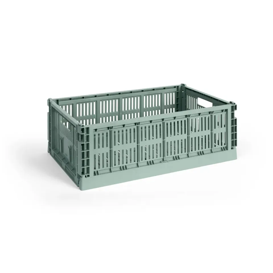 New HAY Cesta Colour Crate L 34,5x53 cm, Sage green Verde