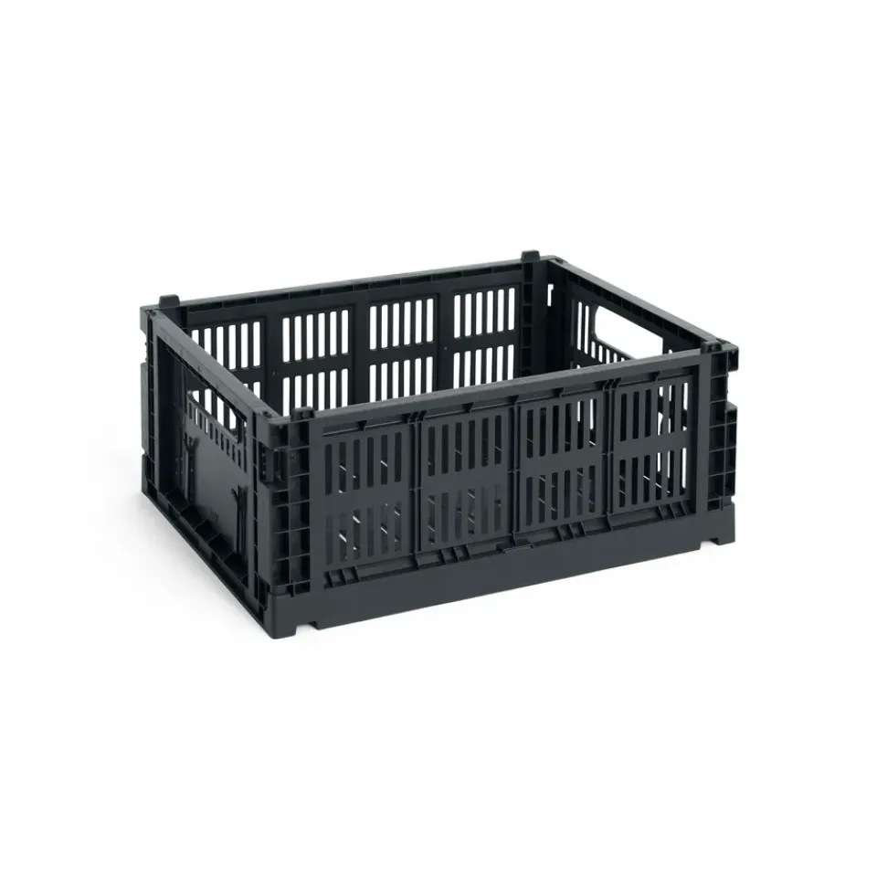 Discount HAY Cesta Colour Crate M 26,5x34,5 cm, Charcoal Negro