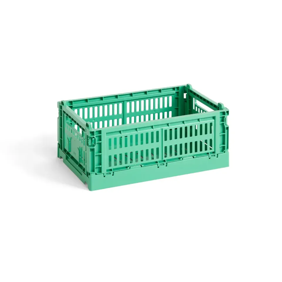 Discount HAY Cesta Colour Crate S 17x26,5 cm, Dark mint Azul