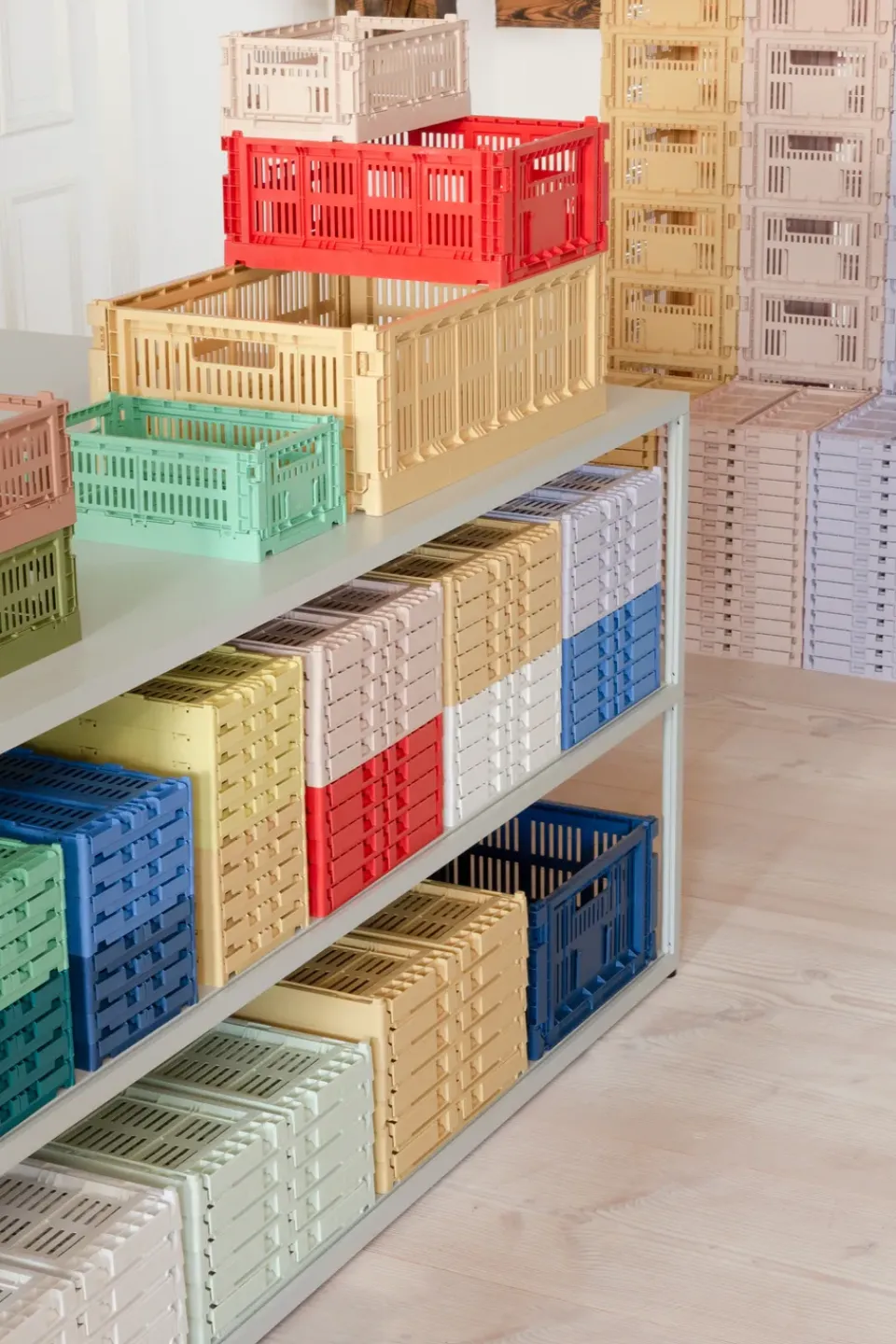 Discount HAY Cesta Colour Crate S 17x26,5 cm, Dark mint Azul