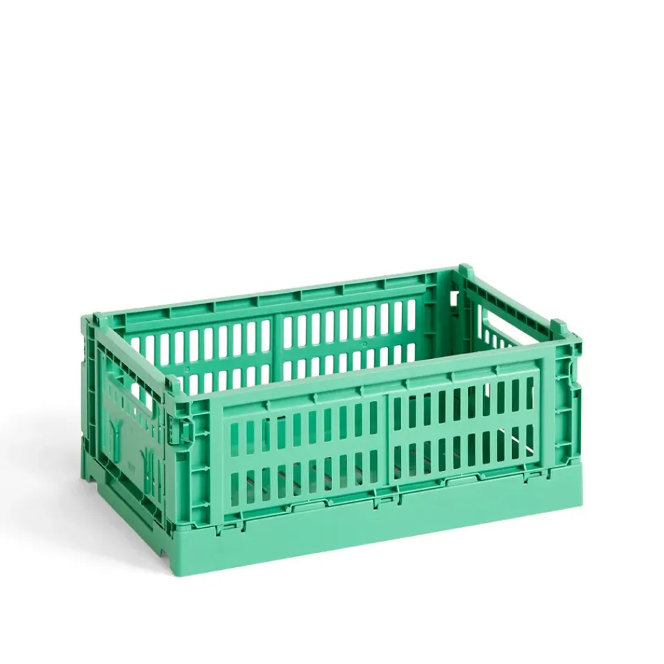Discount HAY Cesta Colour Crate S 17x26,5 cm, Dark mint Azul