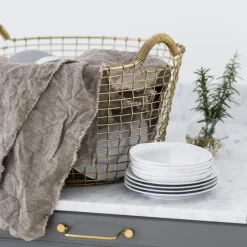 New KORBO Cesta de alambre Classic 35, latón Blanco