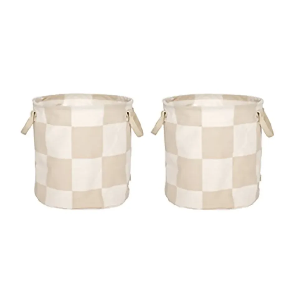 Clearance OYOY Cesta de almacenamiento Chess medium 2-pack, Clay-offwhite BeigeMarrón