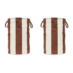 Clearance OYOY Cesta de almacenamiento Kara large Ø38x54 cm, Nutmeg MarrónBlanco