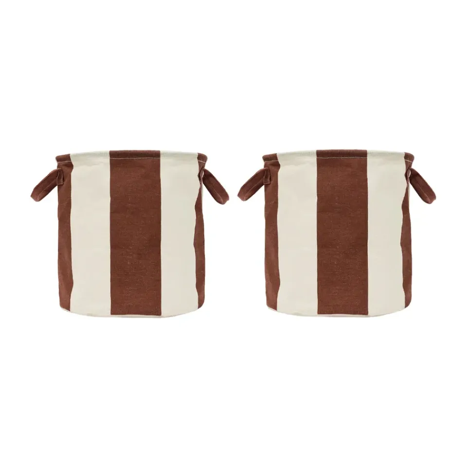 Best OYOY Cesta de almacenamiento Kara medium Ø32x32 cm 2-pack, Nutmeg MarrónBlanco