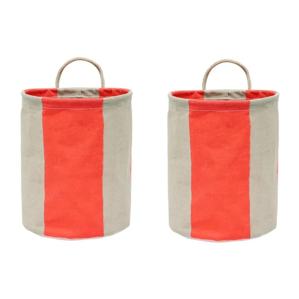 New OYOY Cesta de almacenamiento Kara small Ø18x22 cm 2-pack, Cherry Red Rojo