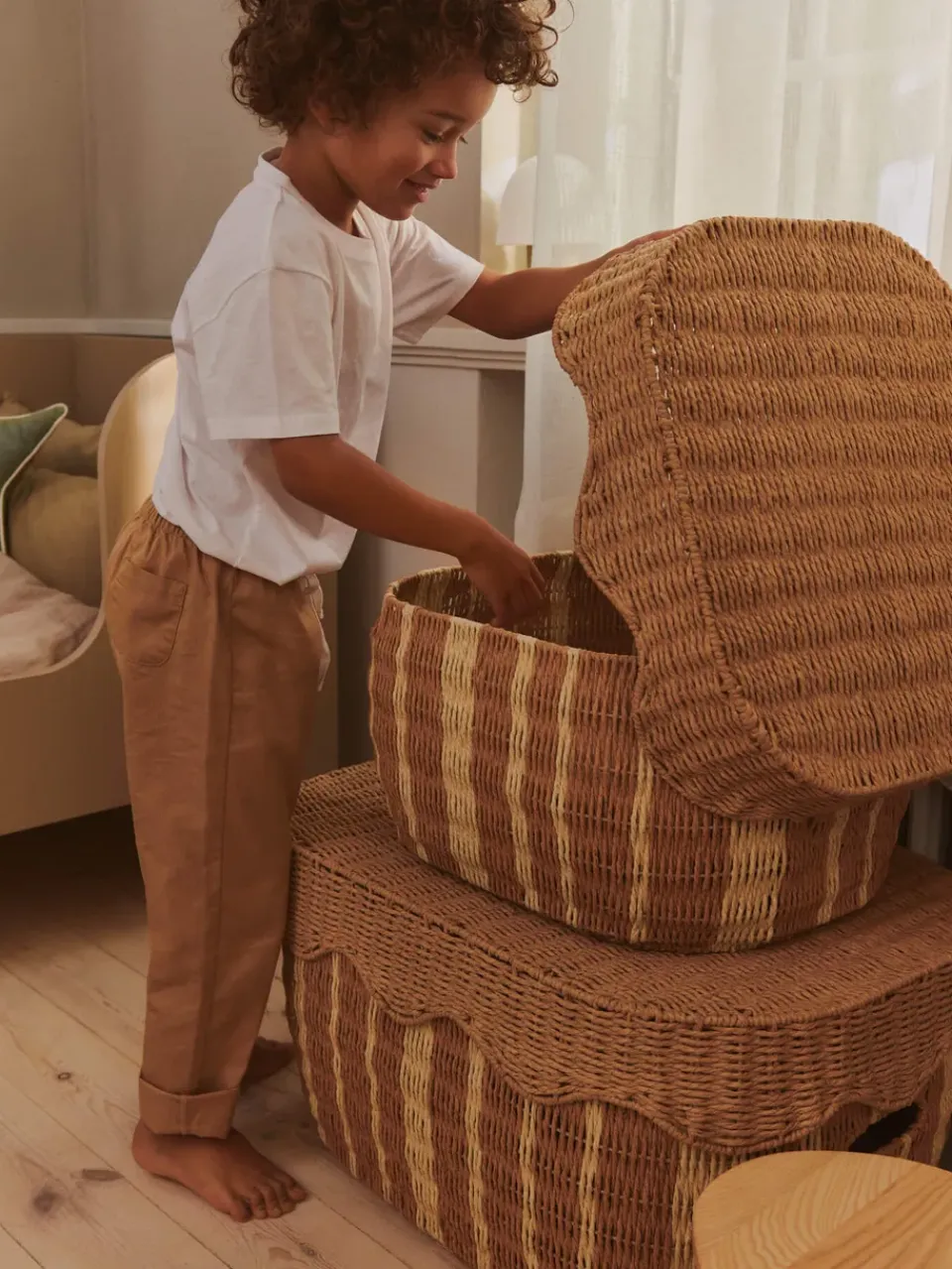 Online Ferm Living Cesta de almacenamiento Rivan, 2 piezas, Natural-off-white BeigeBlanco