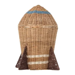 Discount Bloomingville Cesta de ratán con tapa Space 31x35 cm, Natural Marrón