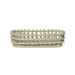 Ferm Living Cesta ovalada Ceramic trenzada 15x30 cm, Cashmere Beige