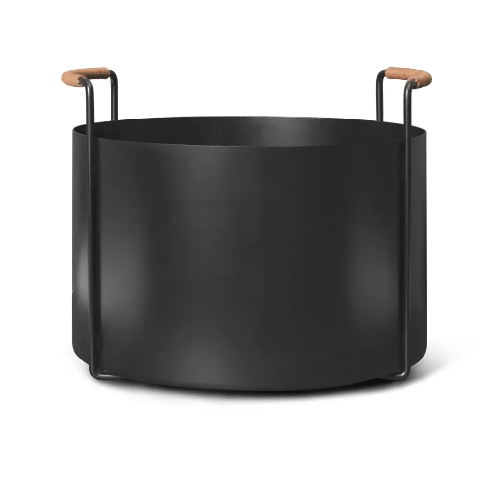 Clearance Ferm Living Cesta para leña Port, Black Negro