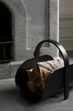 Sale Cooee Design Cesta para leña Woody, Black stained oak Negro