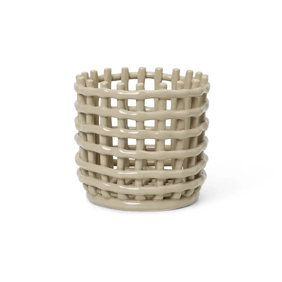 Outlet Ferm Living Cesta trenzada Ceramic Ø16 cm, Cashmere Beige