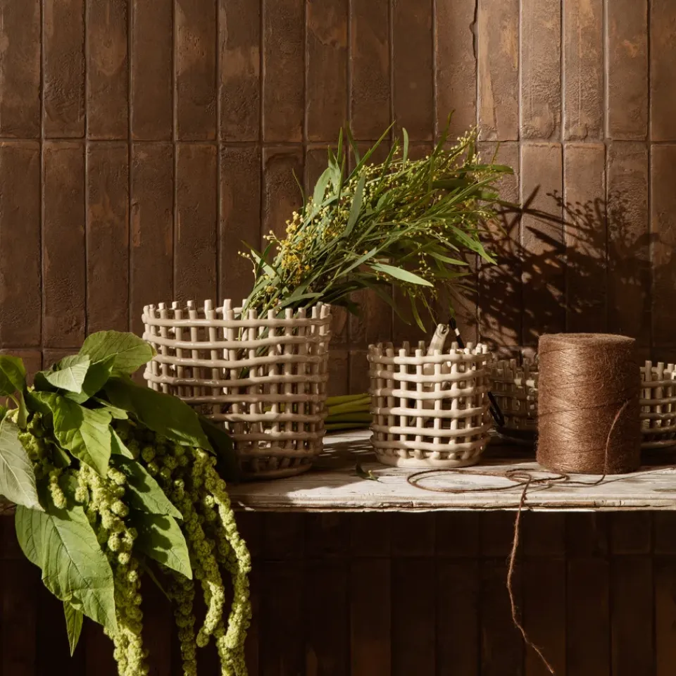 Outlet Ferm Living Cesta trenzada Ceramic Ø16 cm, Cashmere Beige