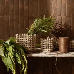 Outlet Ferm Living Cesta trenzada Ceramic Ø16 cm, Cashmere Beige