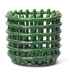 Best Ferm Living Cesta trenzada Ceramic Ø16 cm, Emerald Green Multi