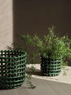 Best Ferm Living Cesta trenzada Ceramic Ø16 cm, Emerald Green Multi