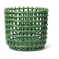 Clearance Ferm Living Cesta trenzada Ceramic Ø23,5 cm, Emerald Green Verde