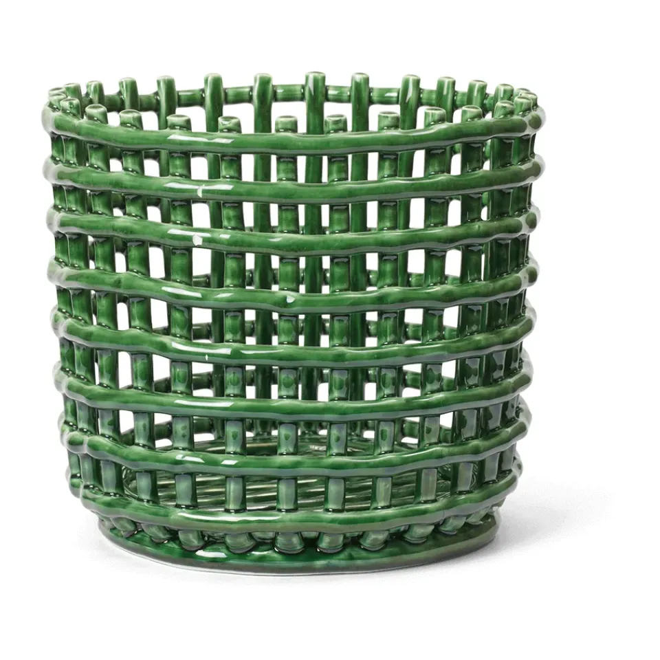 Clearance Ferm Living Cesta trenzada Ceramic Ø23,5 cm, Emerald Green Verde