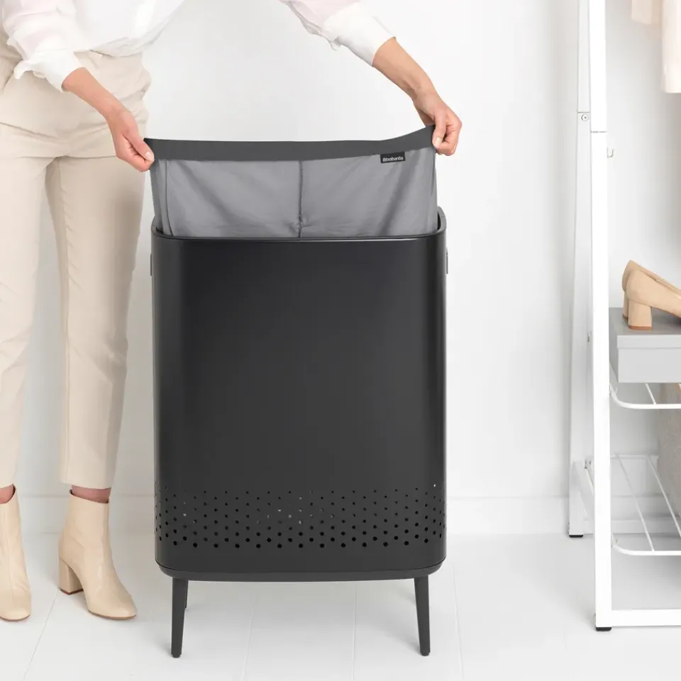 New Brabantia Cesto de la ropa Bo high 2x45 L, mate Negro