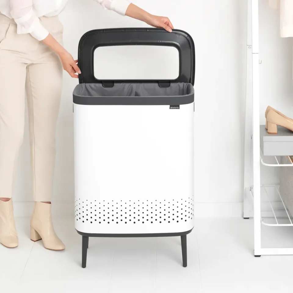 Brabantia Cesto de la ropa Bo high 2x45 L, Blanco