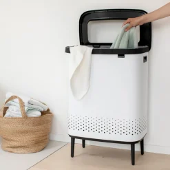 Brabantia Cesto de la ropa Bo high 2x45 L, Blanco