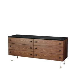 Hot GUBI Cómoda 62 Dresser, American walnut, 6 cajones Marrón