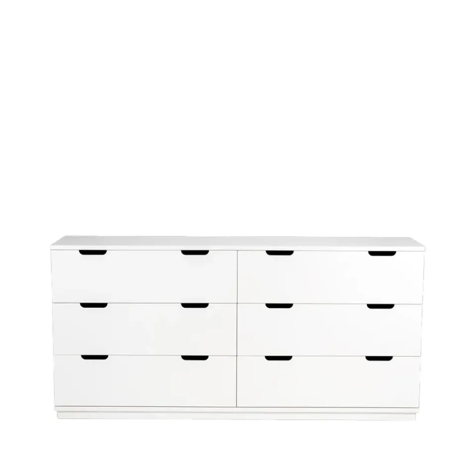 Best Mavis Cómoda Aoko doble 6 cajones, Lacado Blanco
