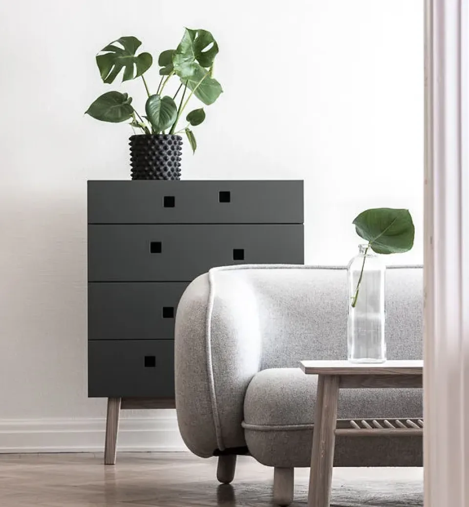 Hot Zweed Cómoda Peep B3, Slate grey, roble pigmentado blanco Gris
