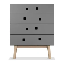 Best Zweed Cómoda Peep B3, Slate grey, retro, base de roble Gris