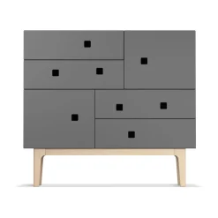 Outlet Zweed Cómoda Peep B1, Slate grey, roble pigmentado blanco Gris
