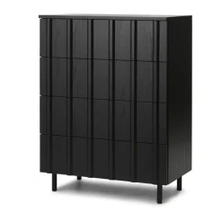 Hot Normann Copenhagen Cómoda Rib dresser 4 cajones, Soft Black Negro