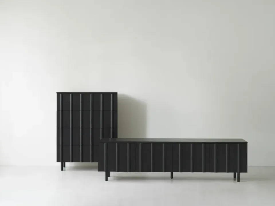 Hot Normann Copenhagen Cómoda Rib dresser 4 cajones, Soft Black Negro