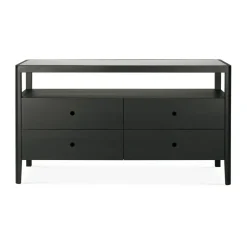 Discount Ethnicraft Cómoda Spindle, Roble lacado en , 4 cajones Negro