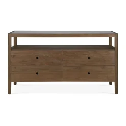 Outlet Ethnicraft Cómoda Spindle, Teca, 4 cajones Beige