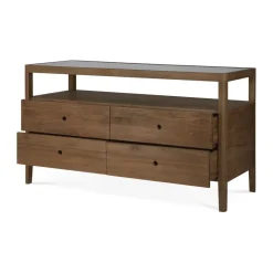 Outlet Ethnicraft Cómoda Spindle, Teca, 4 cajones Beige