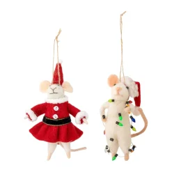 Bloomingville Colgantes de Navidad Peo 2 unidades, -rojo Blanco