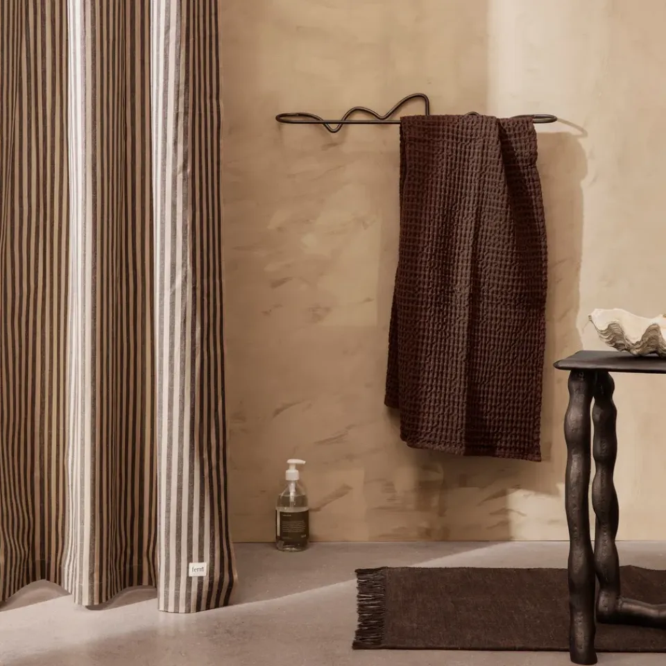 Discount Ferm Living Cortina de baño Chambray, Sand-black NegroBeige
