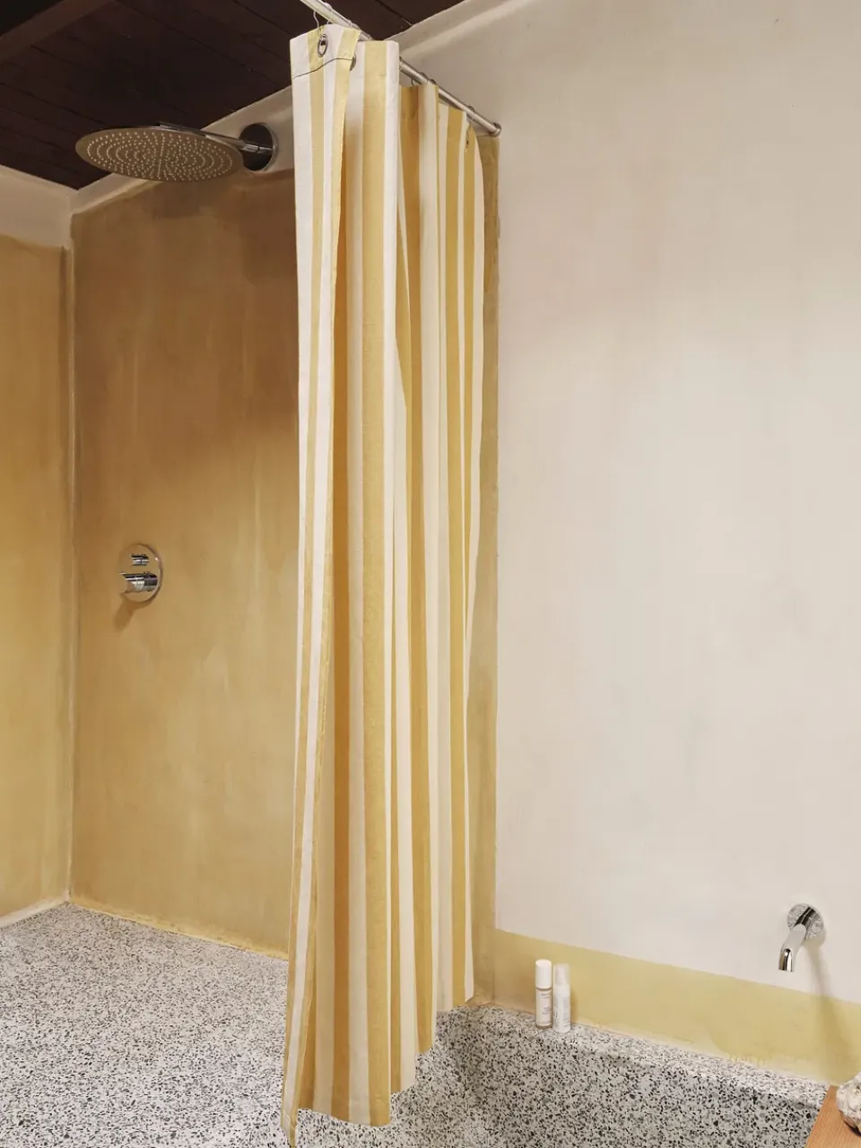 Best Ferm Living Cortina de baño Chambray, Warm yellow-parchment AmarilloBeige