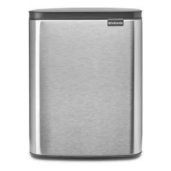Brabantia Cubo de basura Bo 12 L, Acero cepillado mate Azul
