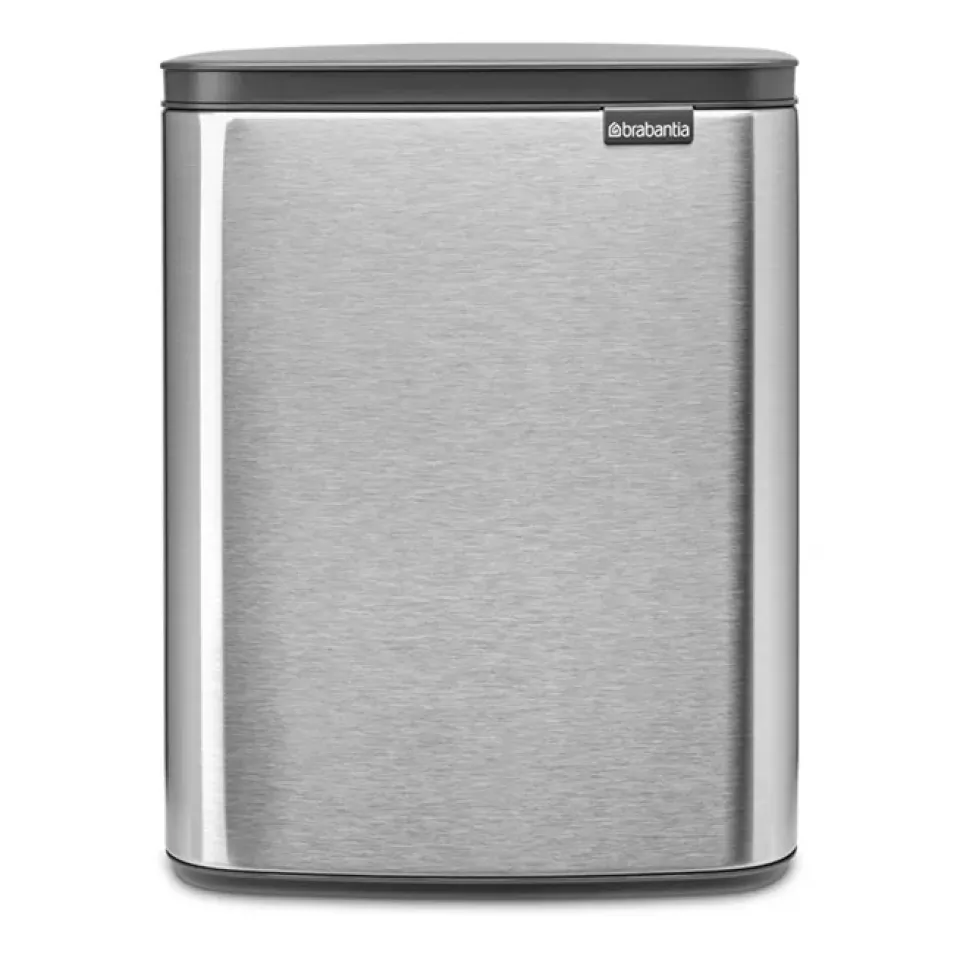 Brabantia Cubo de basura Bo 12 L, Acero cepillado mate Azul