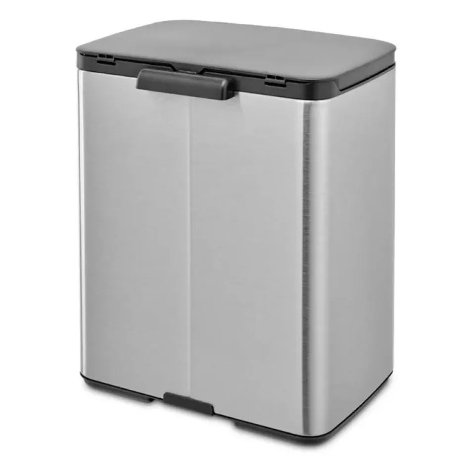 Brabantia Cubo de basura Bo 12 L, Acero cepillado mate Azul