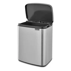 Brabantia Cubo de basura Bo 12 L, Acero cepillado mate Azul