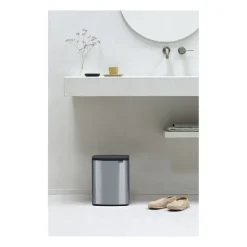 Brabantia Cubo de basura Bo 12 L, Acero cepillado mate Azul