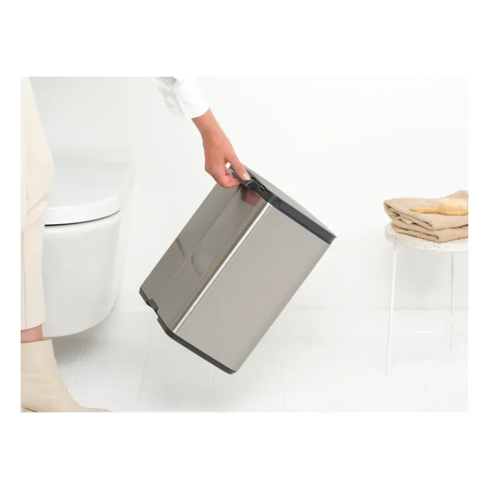 Brabantia Cubo de basura Bo 12 L, Acero cepillado mate Azul