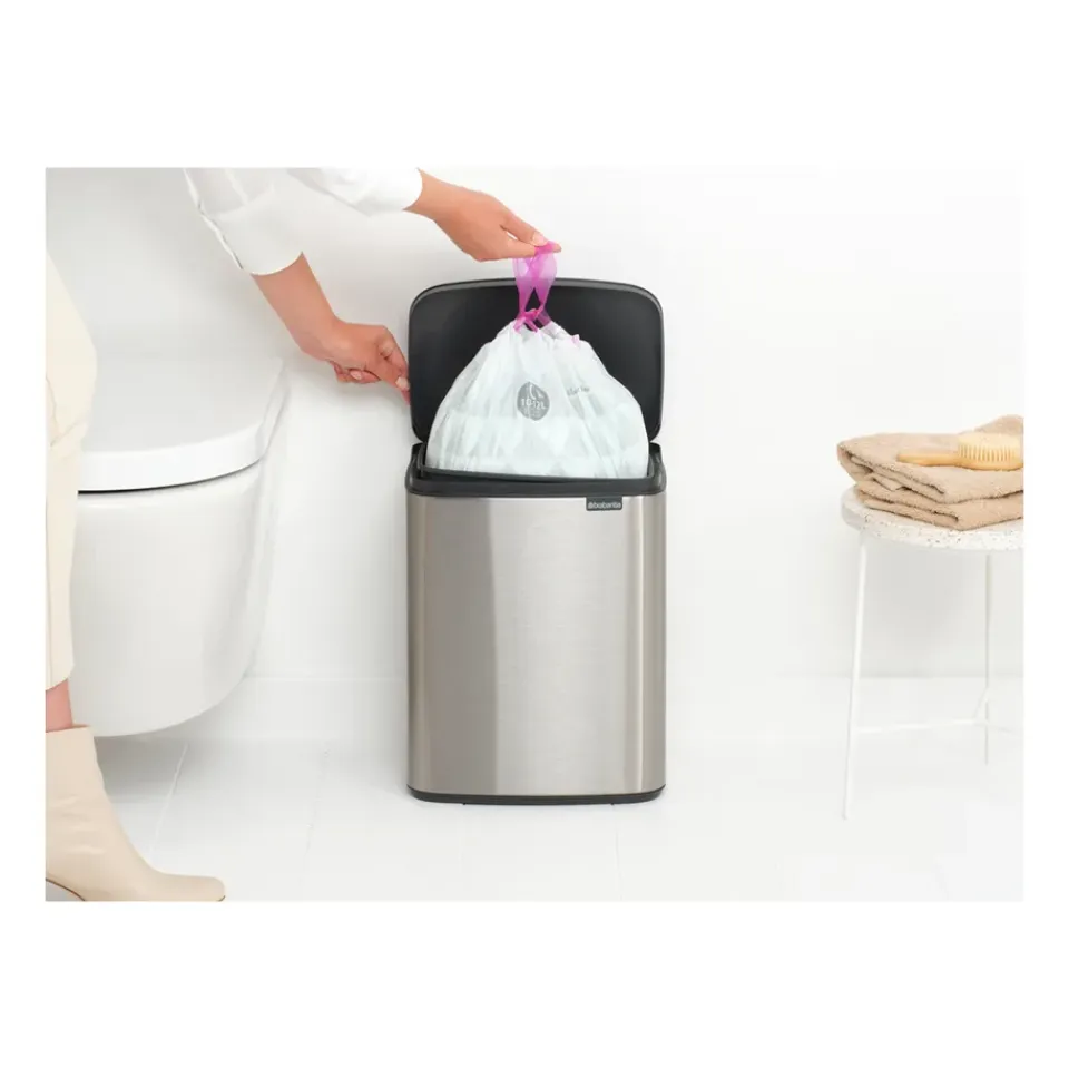 Brabantia Cubo de basura Bo 12 L, Acero cepillado mate Azul