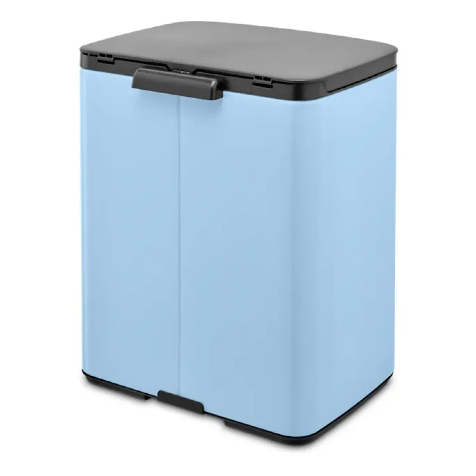 New Brabantia Cubo de basura Bo 12 L, Dreamy Blue Plateado