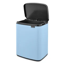 New Brabantia Cubo de basura Bo 12 L, Dreamy Blue Plateado