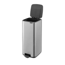 New Brabantia Cubo de basura con pedal Bo 30 L, Acero mate antihuellas Plateado