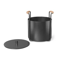 Ferm Living Cubo de leña y ceniza Port, Black Negro